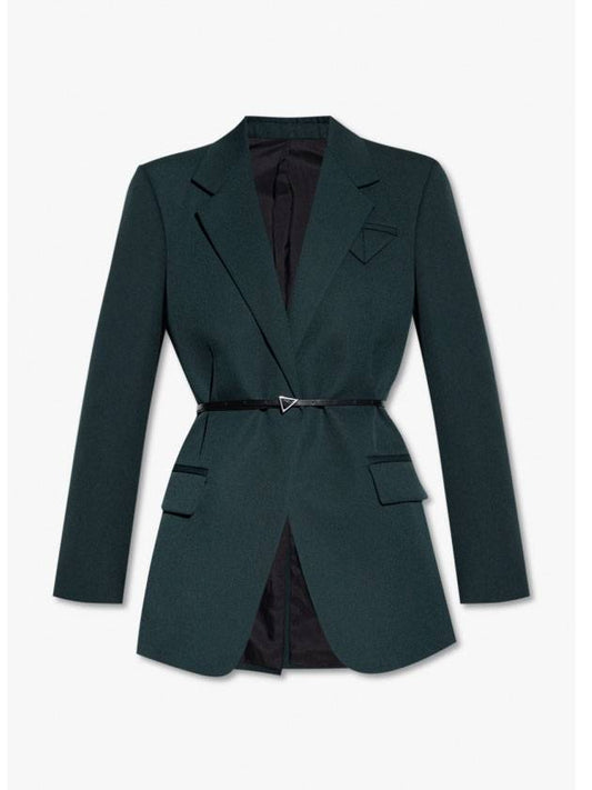 Bottega Veneta Belted Wool Blazer Jacket Green