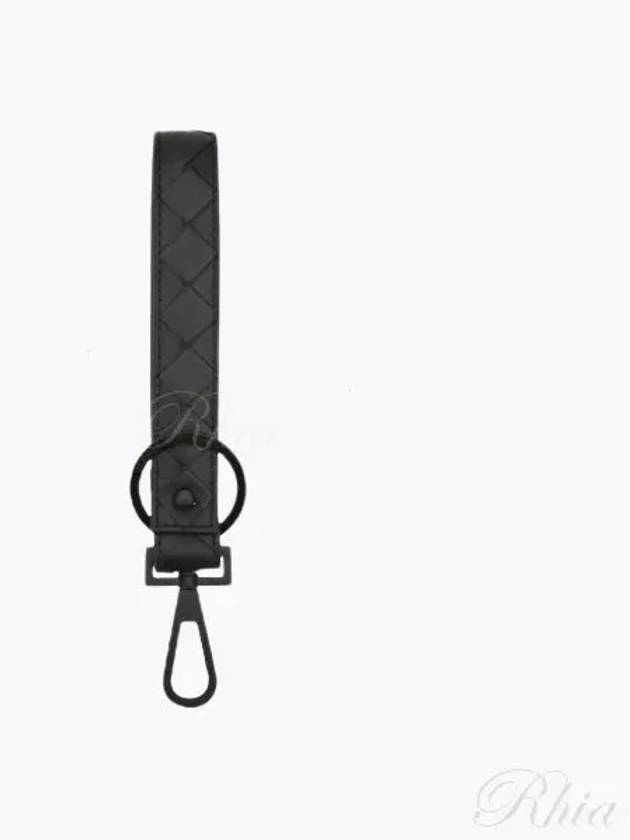 Bottega Veneta Intrecciato Leather Key Ring Black