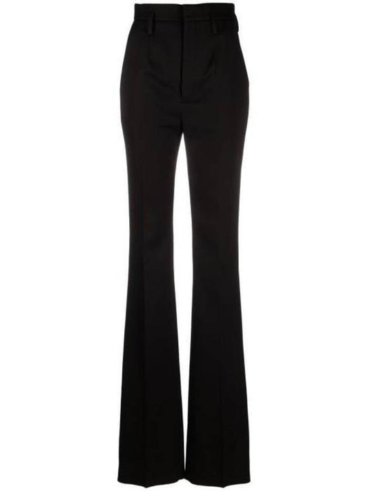 Saint Laurent Women's Wool Twill High Waist Straight Pants Black