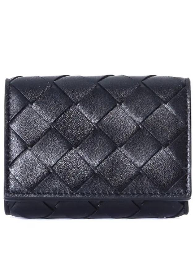 Bottega Veneta TINy Tri-Fold Zipper Half Wallet Black