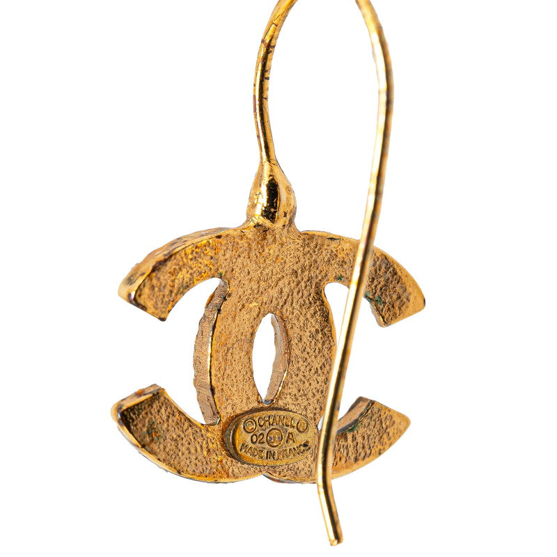 Chanel Coco Mark Rhinestone Earrings Gold