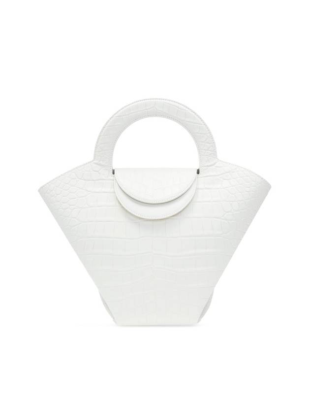 Bottega Veneta Crocodile Pattern Stone Tote Bag White