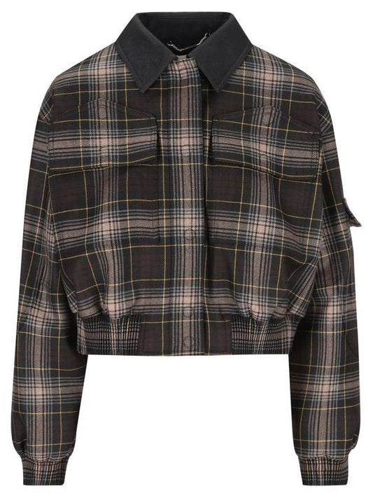 Fendi Tartan Wool Bomber Jacket Brown