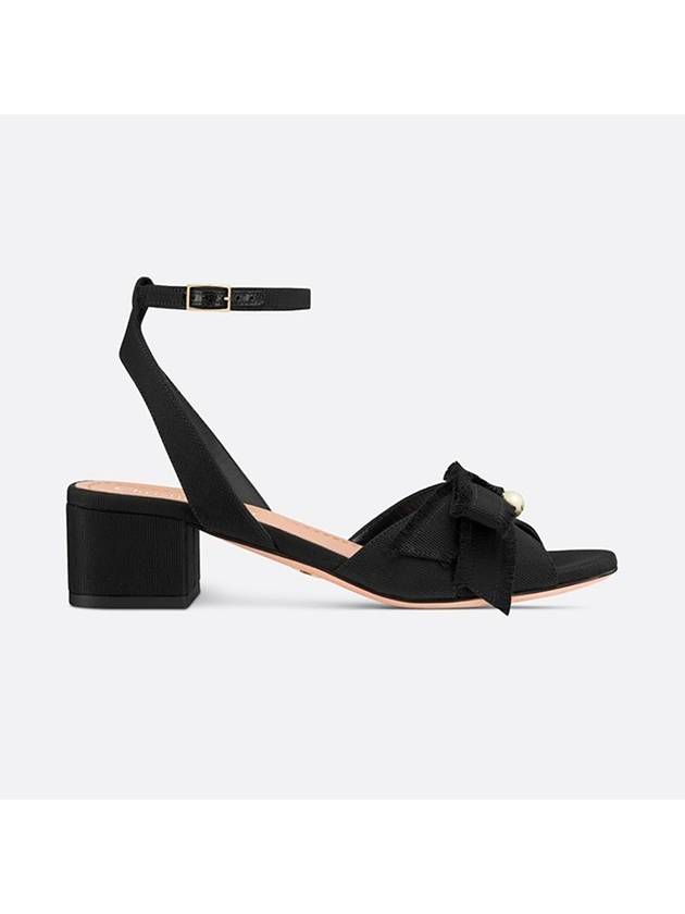 Adiorable Fringe Grosgrain Sandal Heels Black Dior