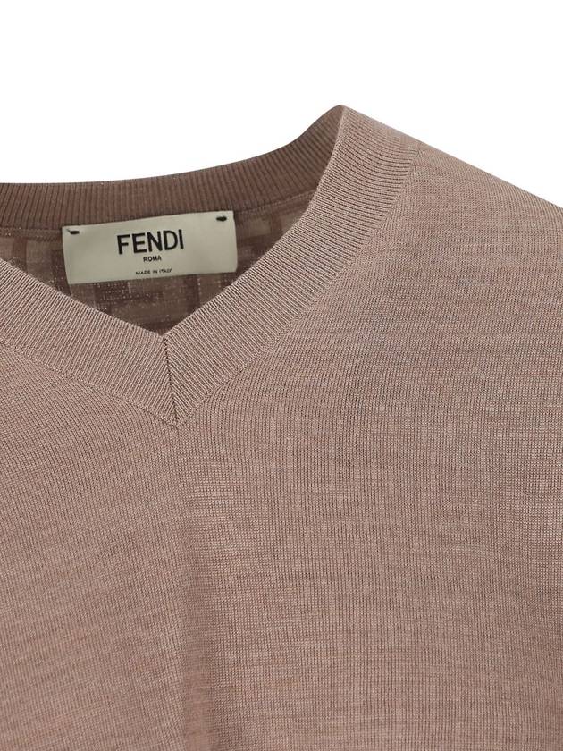Fendi V-Neck Double Fabric Sweater Grey