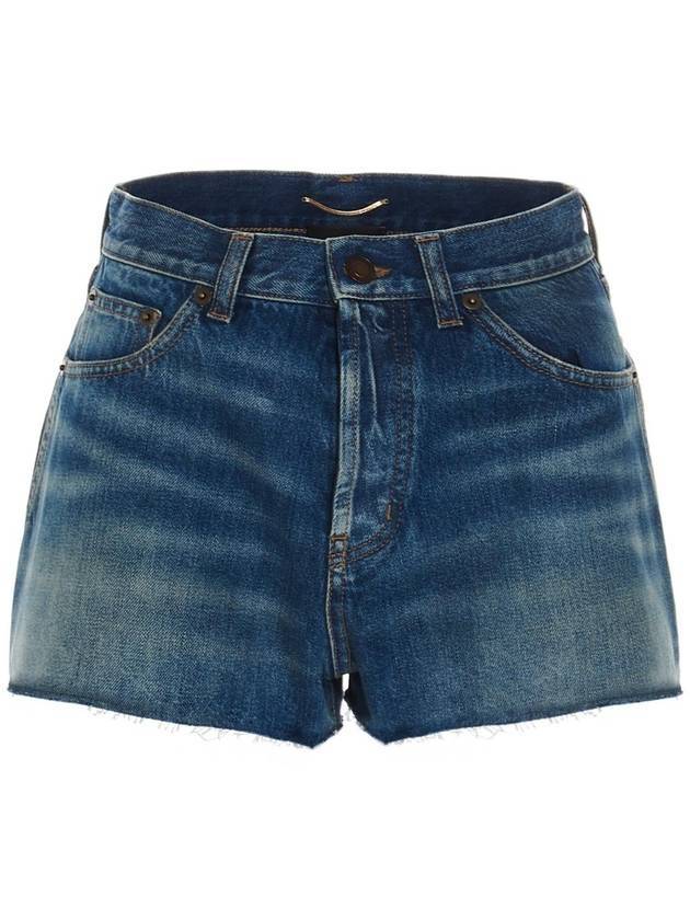 Saint Laurent Women's Denim Shorts Blue