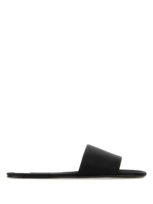 Saint Laurent Carlyle Satin Flat Slippers Black
