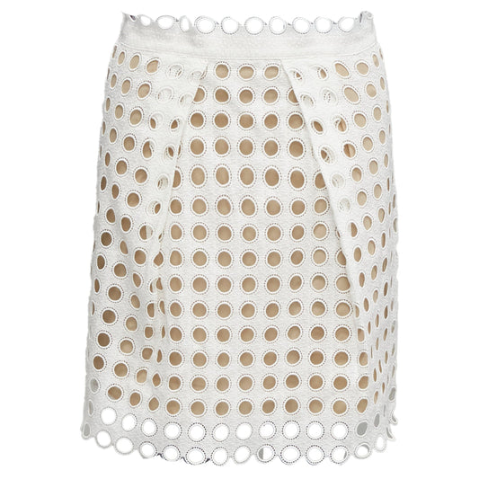Chloe embroidery anglais eyelet laye silk lined skirt