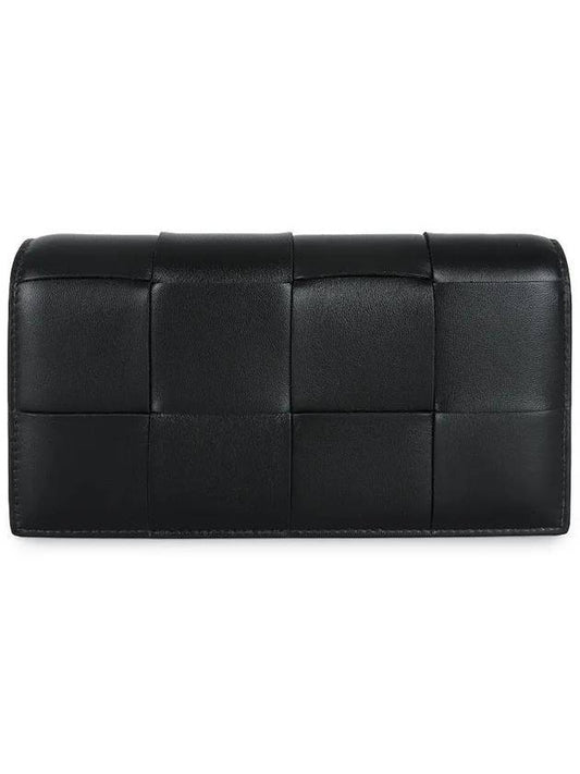 Bottega Veneta Intrecciato Large Flap Long Wallet Black