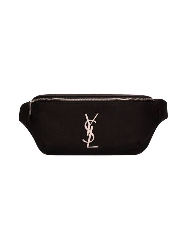 Saint Laurent Cassandre Classic Canvas Leather Belt Bag Black