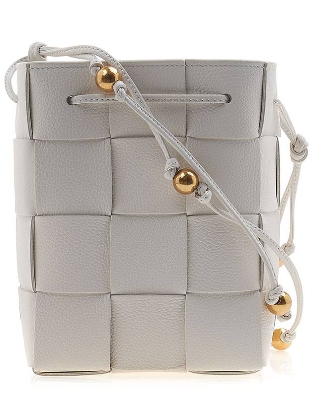 Bottega Veneta Cassette Intrecciato Leather Bucket Bag White