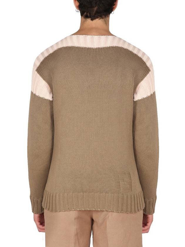 Fendi color block knit top brown