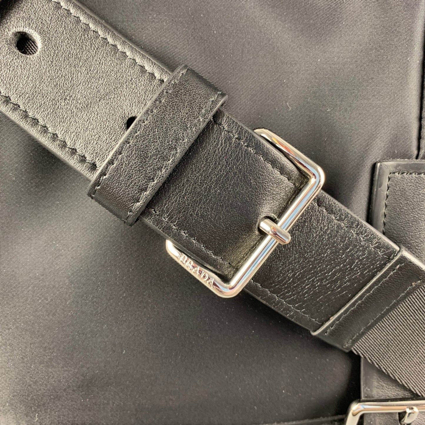 PRADA Black Leather Nylon Cross Body Messenger Bag