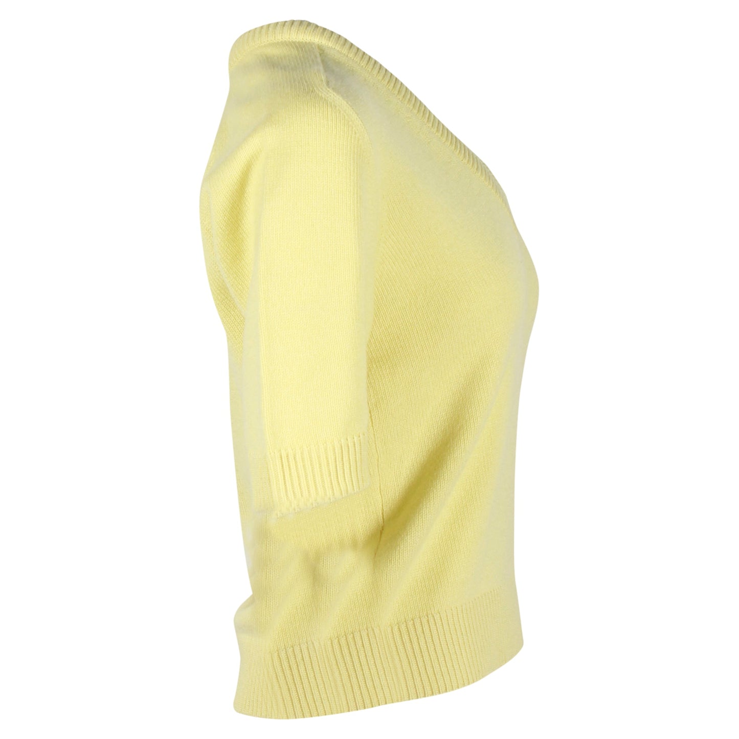 Chloe Knitted V-Neck Top in Pastel Yellow Cashmere