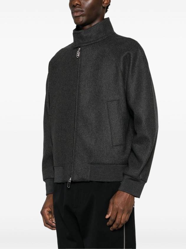 Fendi High Neck Cashmere Bomber Jacket Grey