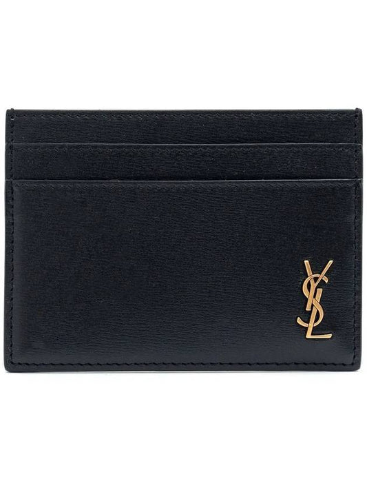 Saint Laurent Tiny Monogram Shiny Leather Card Case Black