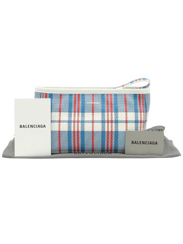 Balenciaga Multi check printed gold lettering logo hand strap Babes pouch clutch 672984