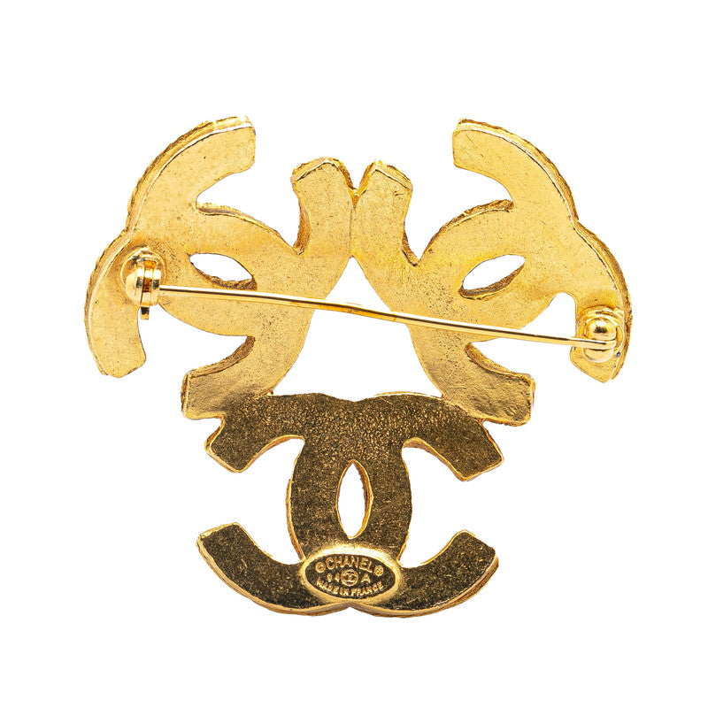 Chanel Vintage Triple Coco Mark Brooch Gold