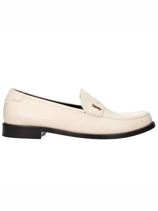 Saint Laurent Men's Monogram Penny Smooth Leather Loafers White
