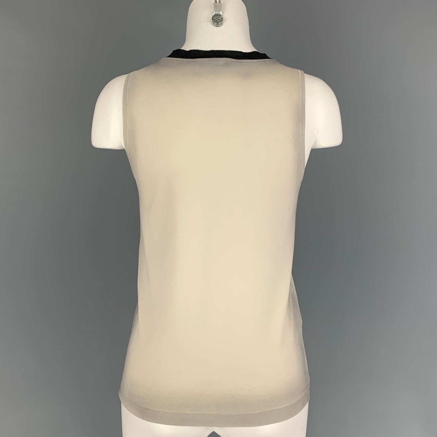 PRADA Size S Beige Black Silk Ombre Sleeveless Dress Top