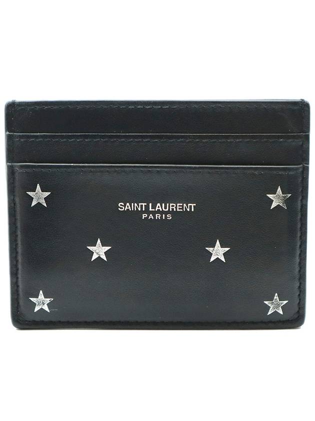 Saint Laurent Saint Laurent 375946 Black Smooth Leather Star Logo Card Wallet