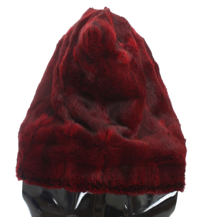 Dolce & Gabbana Bordeaux Hamster Fur Crochet Hood Scarf Women's Hat