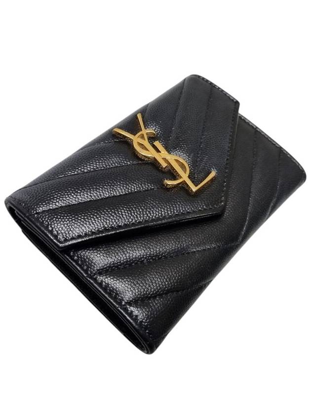 Saint Laurent 414404 Monogram Envelope Gold Logo Card Business Wallet