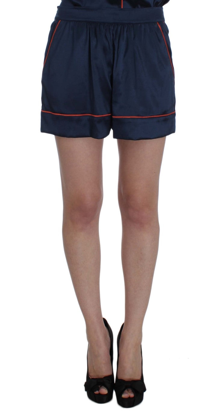 Dolce & Gabbana Blue Silk Stretch Sleepwear Women's Shorts