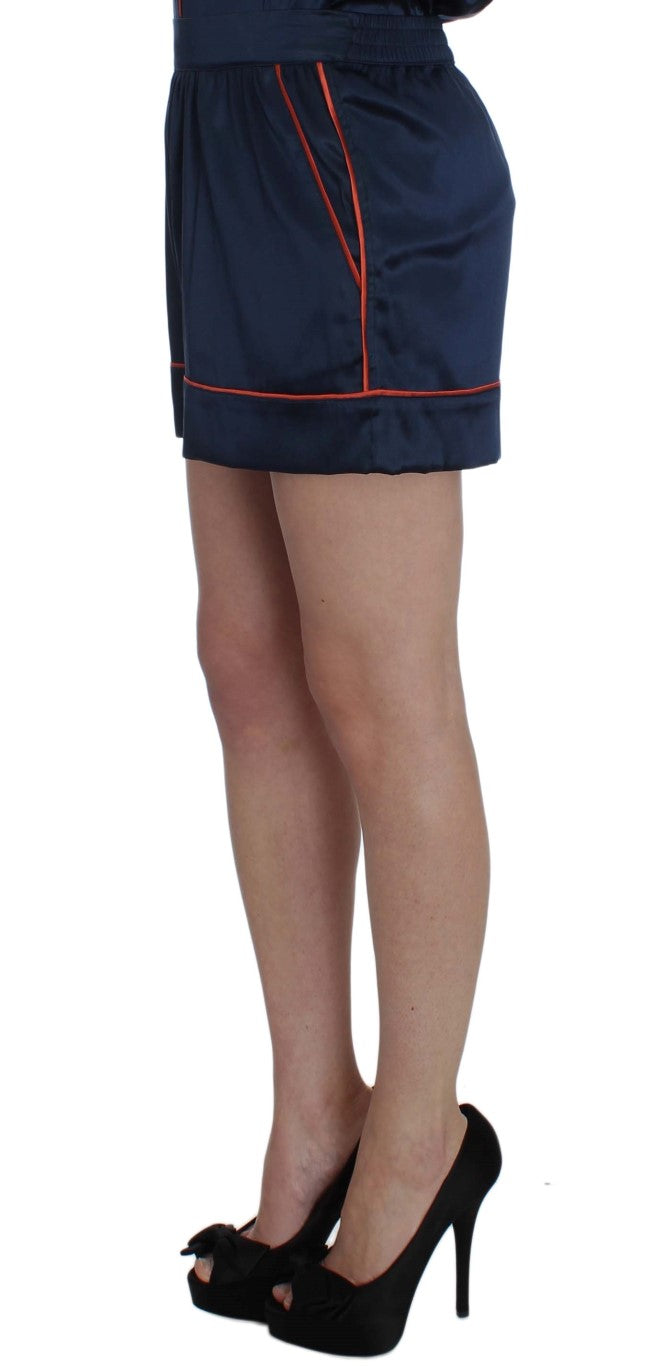 Dolce & Gabbana Blue Silk Stretch Sleepwear Women's Shorts
