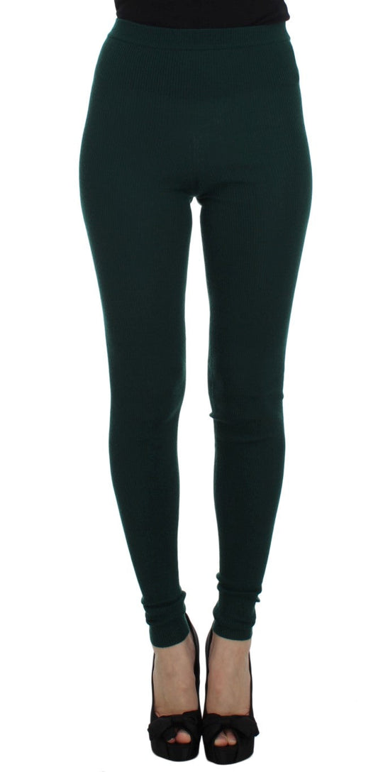 Dolce & Gabbana Green Cashmere Stretch Tights Women's Pants
