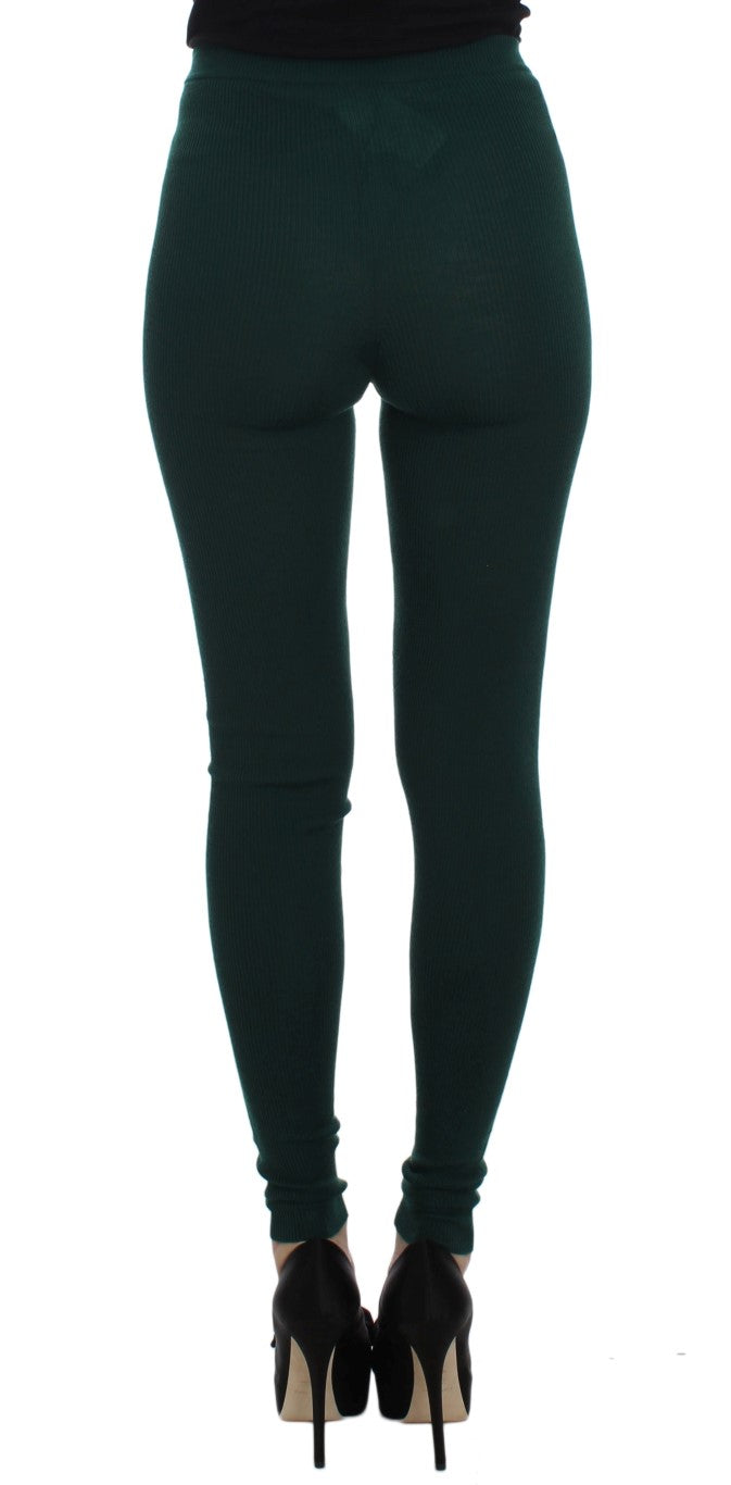 Dolce & Gabbana Green Cashmere Stretch Tights Women's Pants