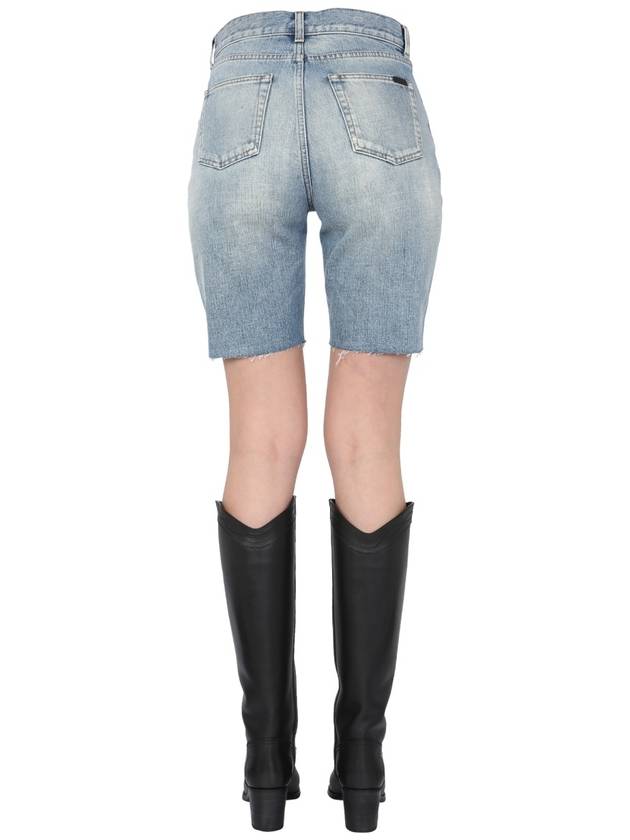 Saint Laurent Bermuda Biker Denim Shorts