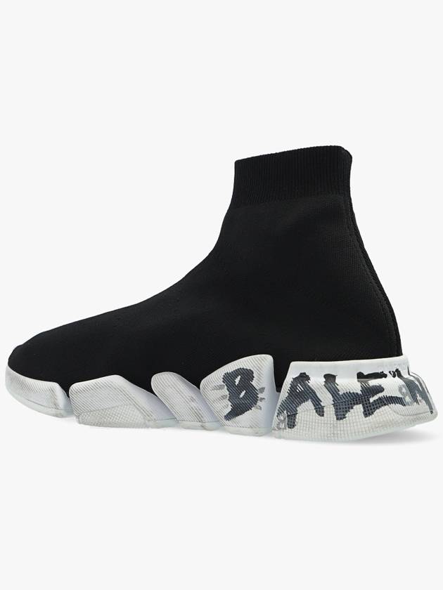 Balenciaga Speed 2.0 Graffiti Knit High Top Sneakers Black