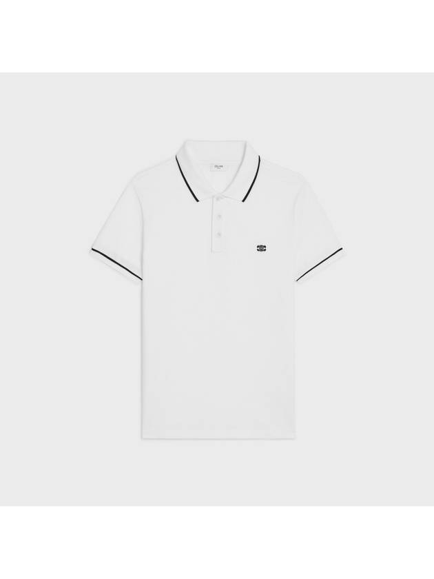 CELINE Classic Cotton Pique Polo Shirt Offwhite Black