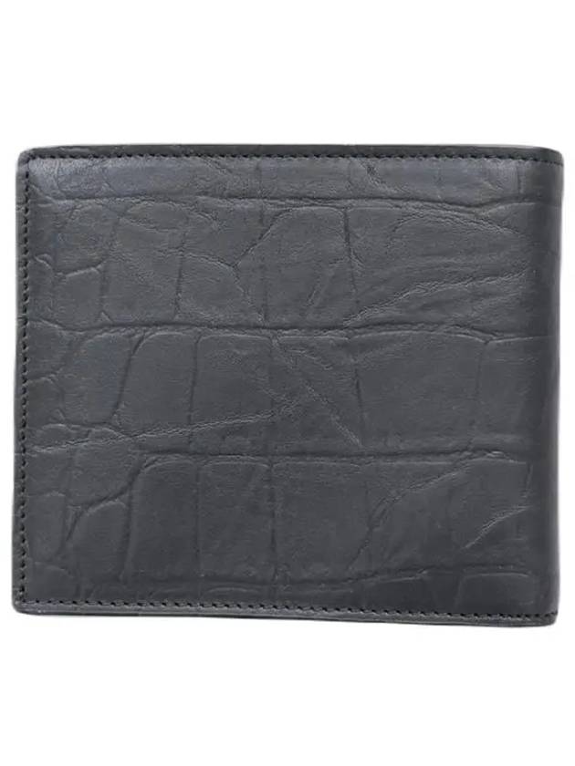 Saint Laurent Men's Monogram Crocodile Leather Half Wallet Black