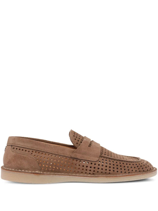 Dolce & Gabbana Men New Florio Perforated Suede Loafers