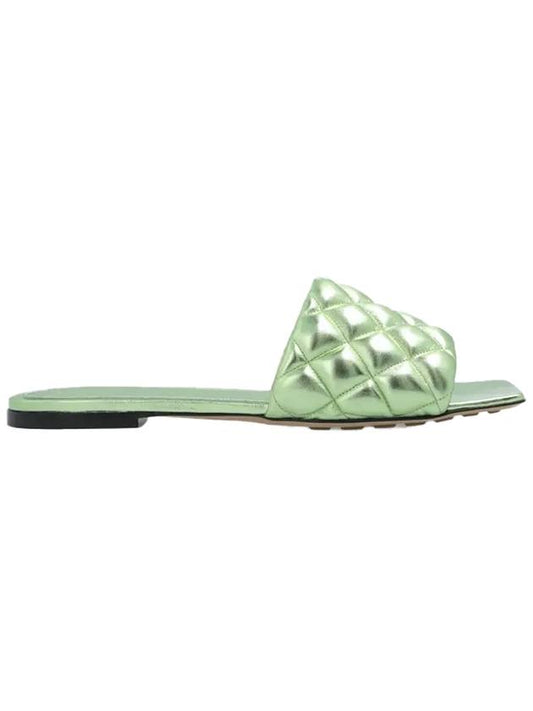 Bottega Veneta Padded Metallic Slippers Green