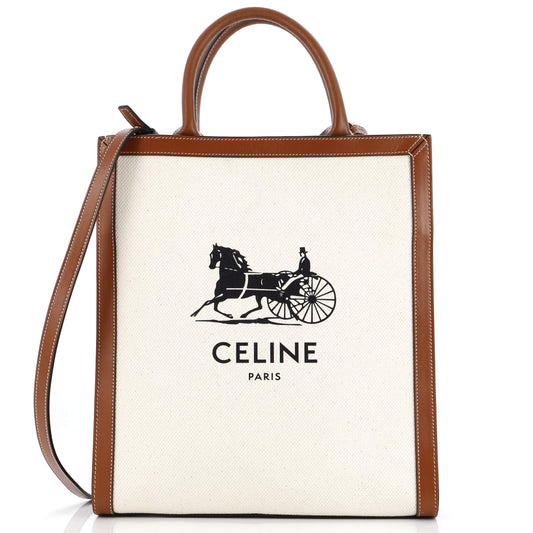 Celine Vertical Cabas Tote Canvas with Leather Small