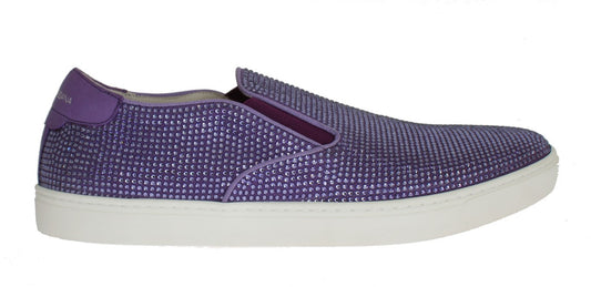 Dolce & Gabbana Purple Strass Canvas Logo Men's Sneakers