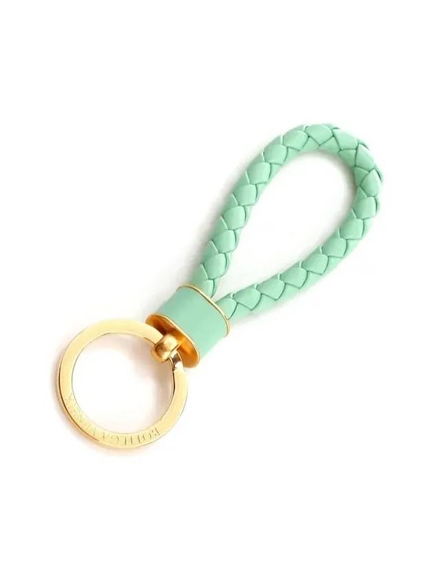 Bottega Veneta Intrecciato Lambskin Key Holder Green