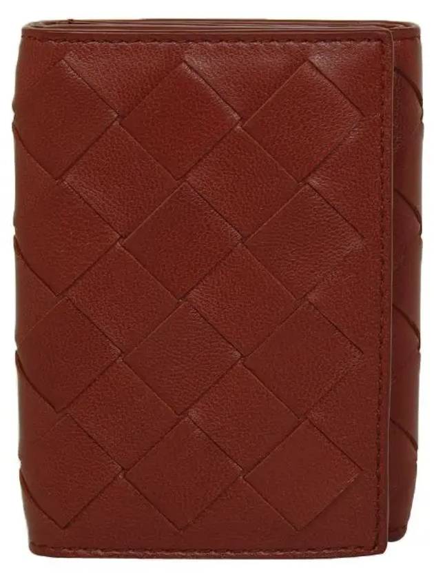 Bottega Veneta Intrecciato Continental Leather Half Wallet Red