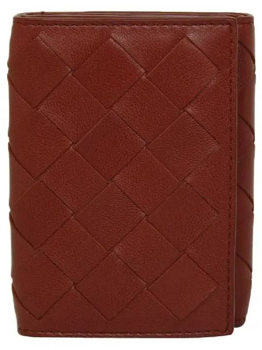 Bottega Veneta Intrecciato Continental Leather Half Wallet Red