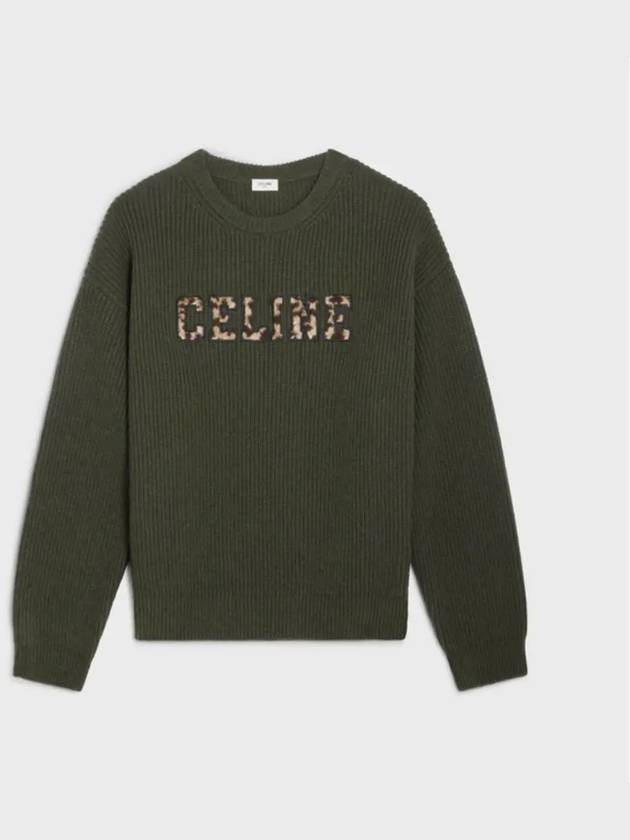 CELINE Embroided Logo Knit Top Green