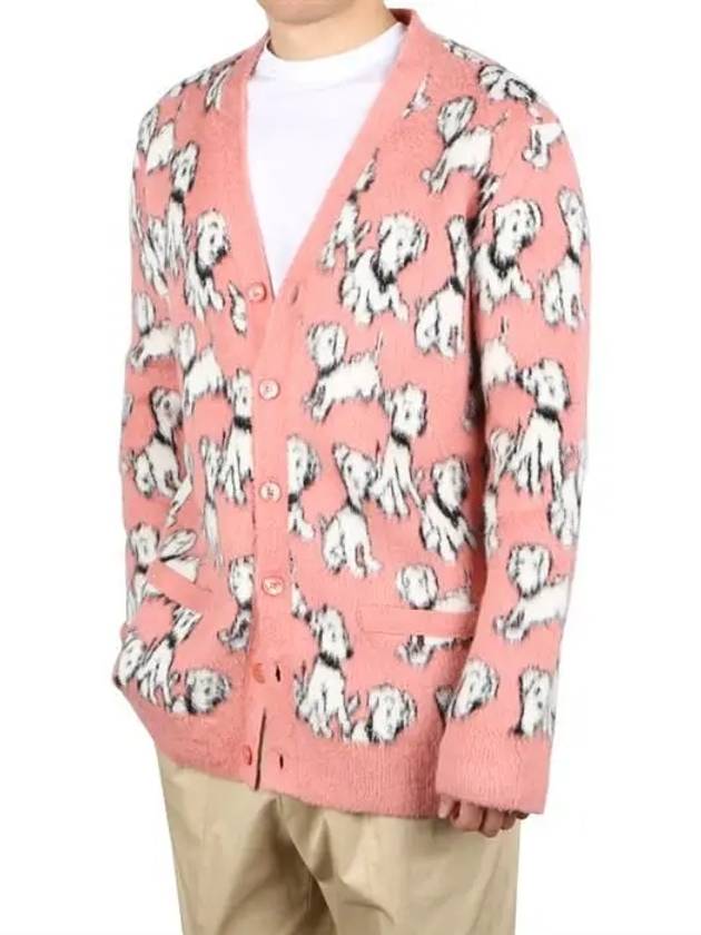 CELINE Artist Jacquard Brushed Cotton Cardigan Pink