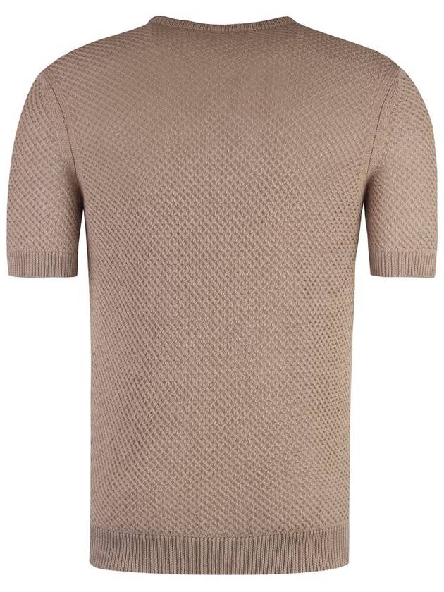 Fendi Mesh Ribbed Wool Knit Top Beige