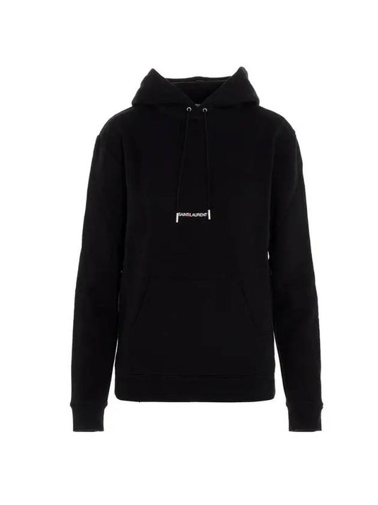 Saint Laurent Signature Logo Hooded Top Black