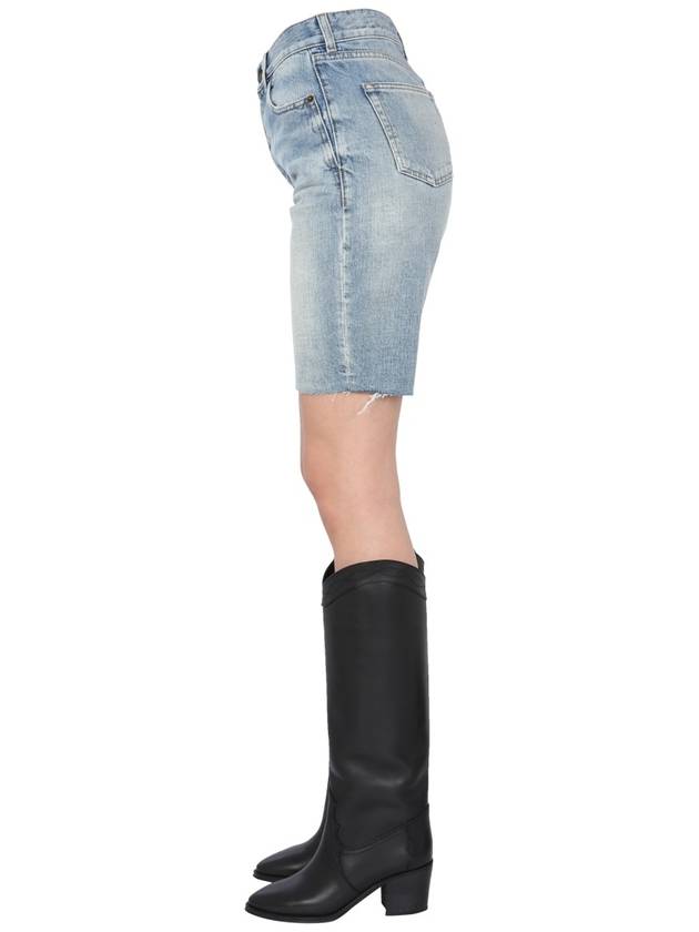 Saint Laurent Bermuda Biker Denim Shorts