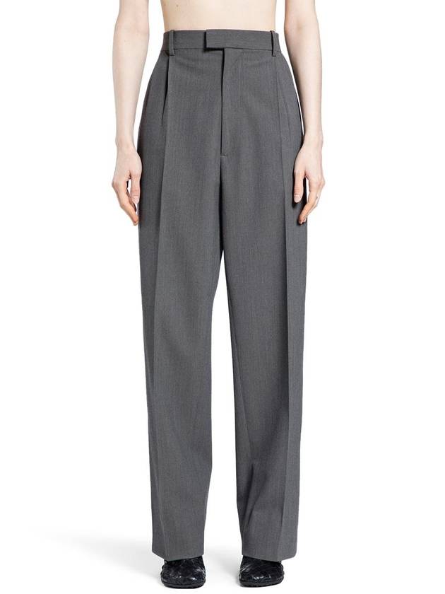 Bottega Veneta Pleated Straight Pants Grey Melange