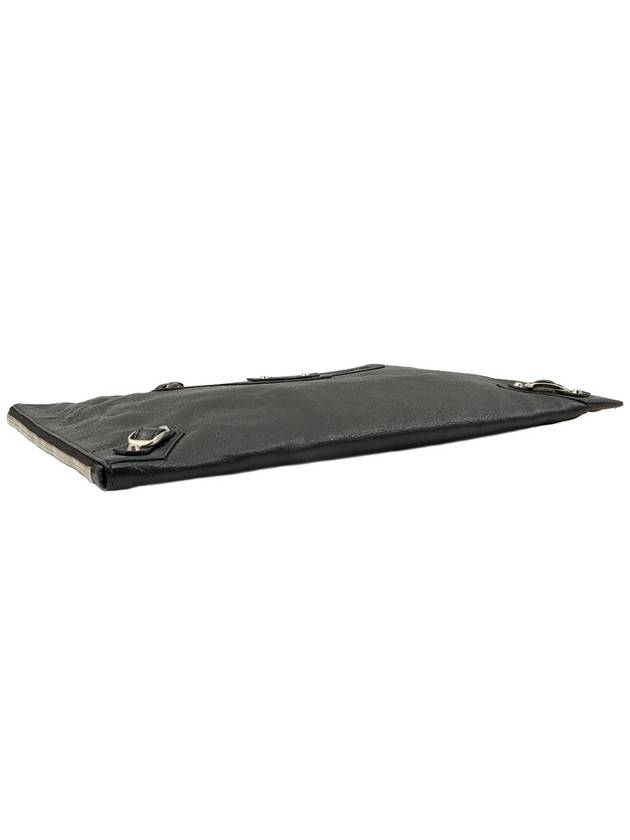 Balenciaga Black leather silver classic city motor clutch 362967