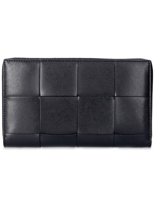 Bottega Veneta Intrecciato Zipper Around Medium Wallet Black